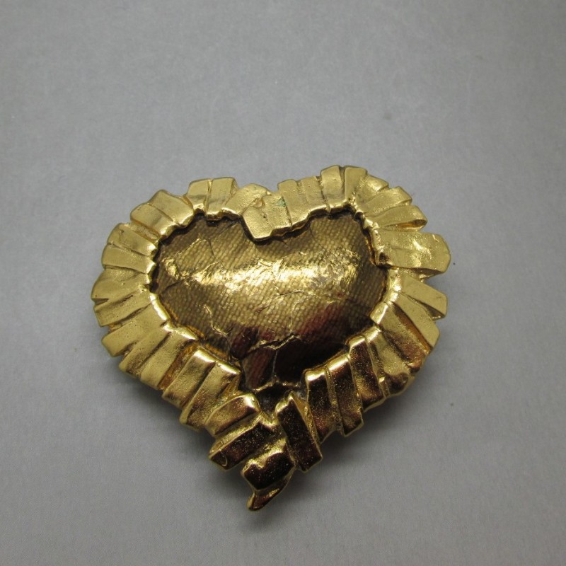 YSL Bronze HEART brooch